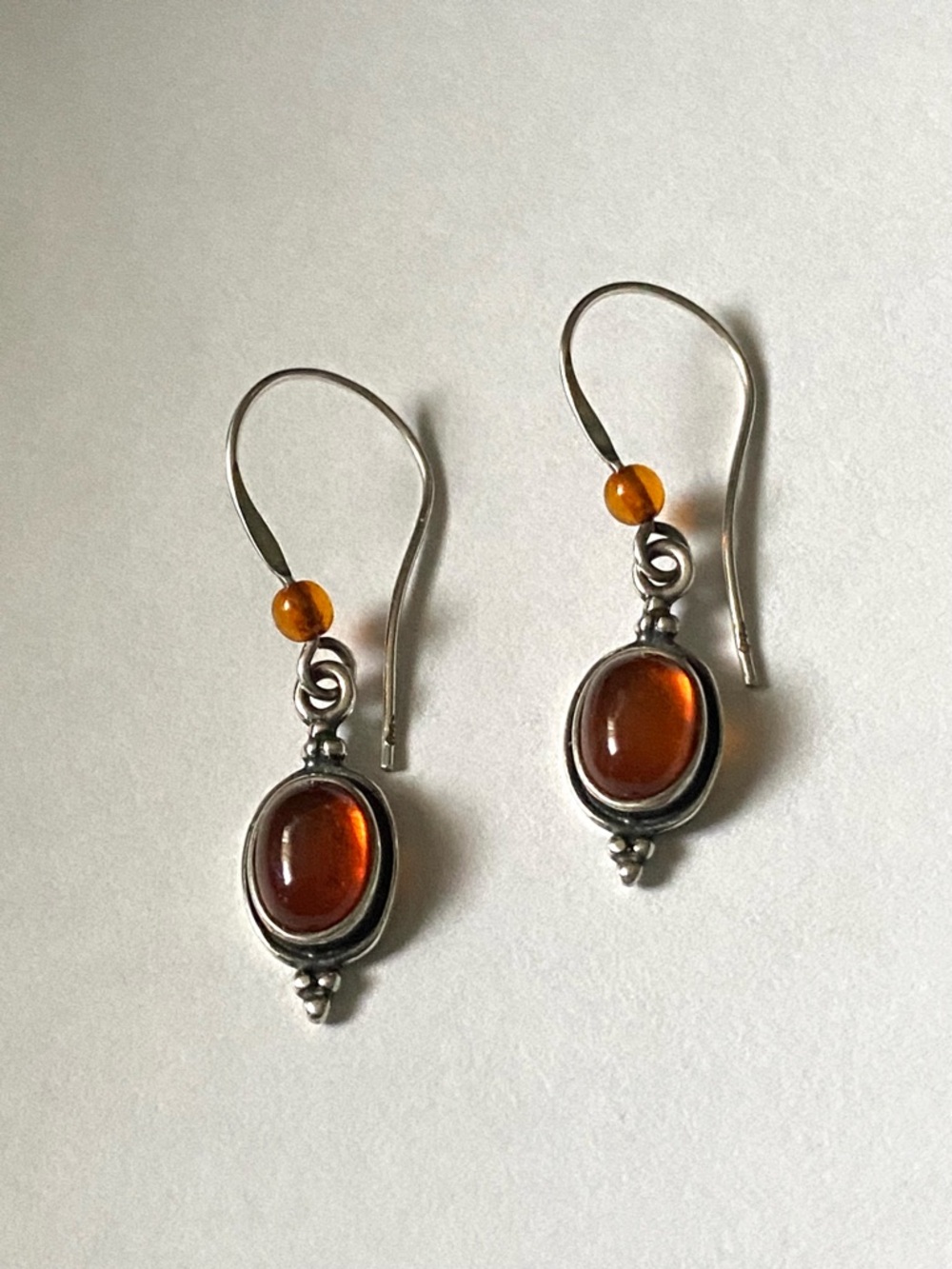 Sterling Silver 925 Amber Drop Earrings
